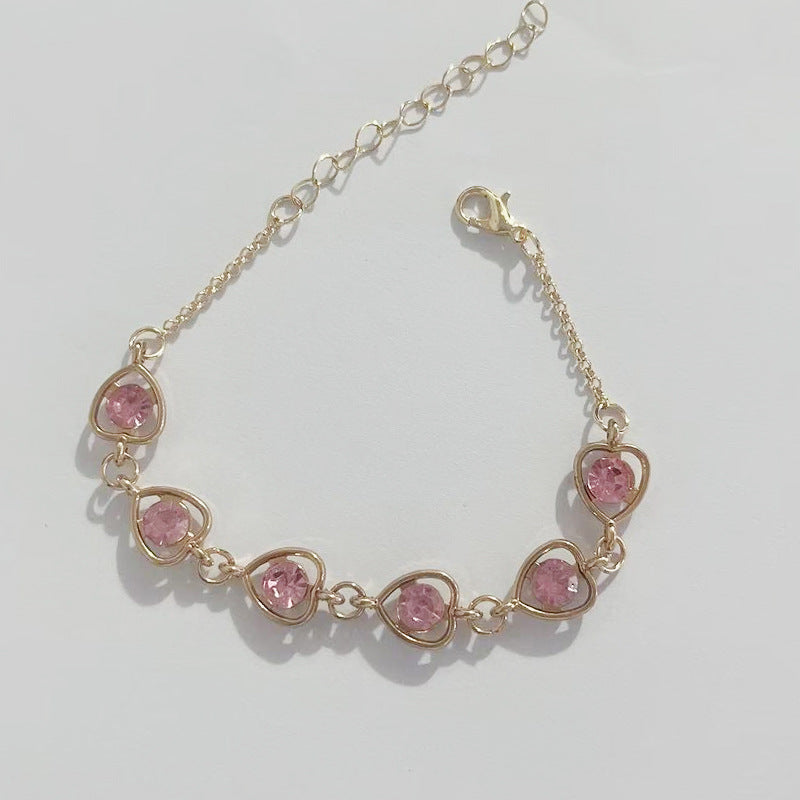 Wholesale Heart Shaped Rhinestone Bracelet Gold Black Alloy Fashion Jewelry Accessory Gift