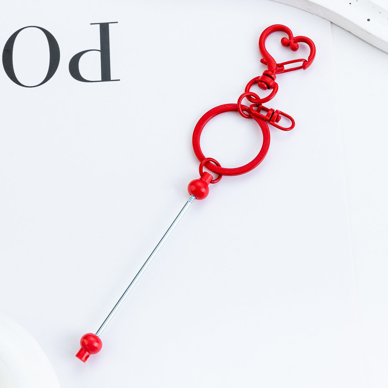 Wholesale DIY Beaded Heart Keychain Pendant Beadable Keychains