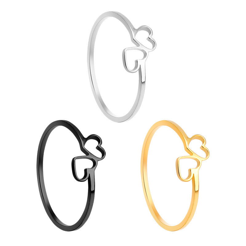 Wholesale Titanium Steel Heart Cut Out Ring Set for Couples - Fashion Accessory Gift