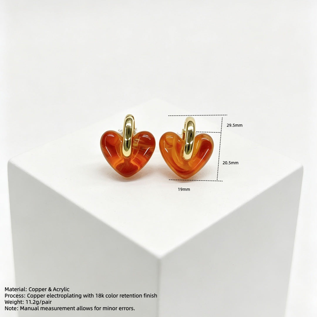 Wholesale Korean Style Acrylic Heart Earrings And Ear Cuffs For Women Trendy Party Jewelry Accessory