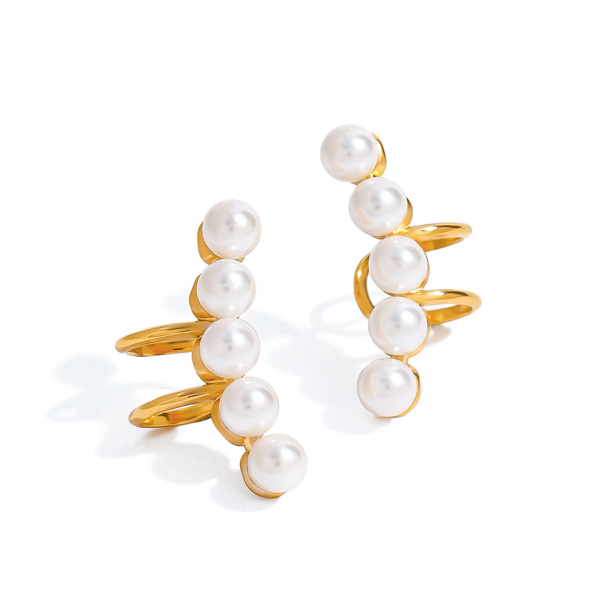 Wholesale  Stainless Steel Pearl Ear Clip Light Luxury Earrings