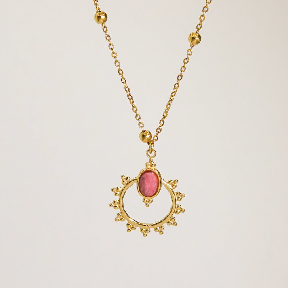 Wholesale  Stainless steel Retro Redstone Series Pendant Necklace