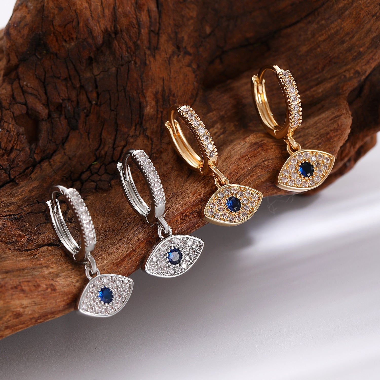 Wholesale Evil Eye Ear Cuff Geometric Gold Copper Women S Earrings With Zirconia Trendy Gift