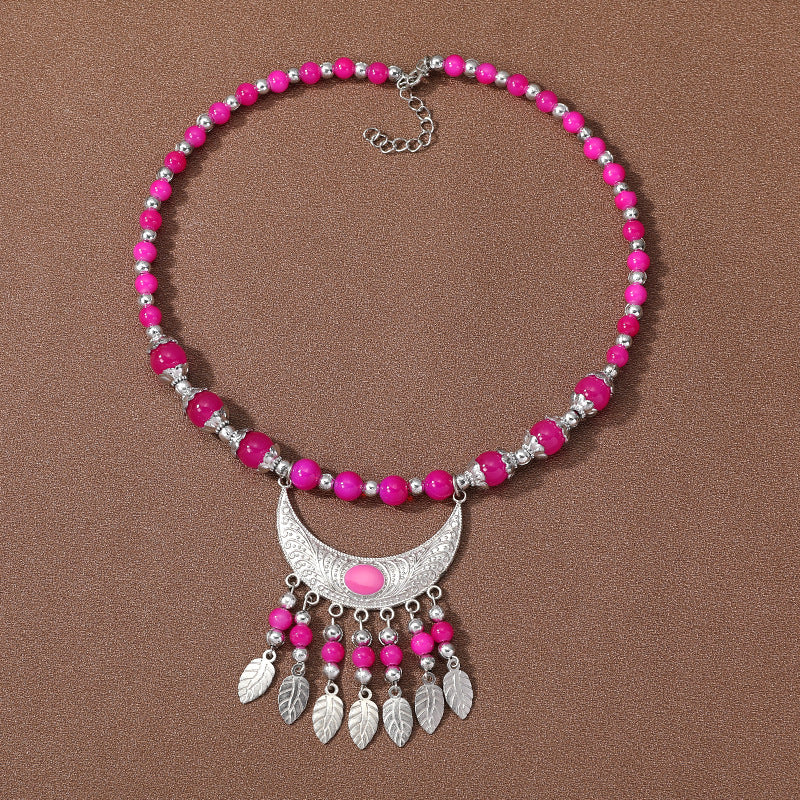 Wholesale Ethnic Style Crescent Leaf Forehead Chain Necklaces ACC-NE-Gumi004