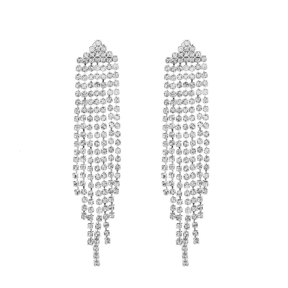 Wholesale Light Luxury Exaggerated Tassel Rhinestone Earrings ACC-ES-MY031