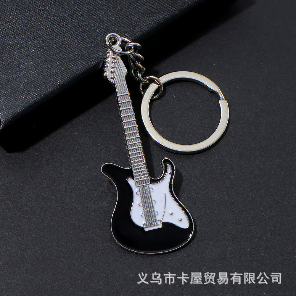 Wholesale Metal Guitar Music Festival Musical Instrument Creative Pendant Metal Paint Keychains ACC-KC-KaWu006