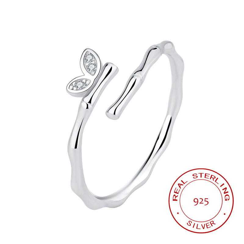 Wholesale S925 sterling silver butterfly bamboo ring