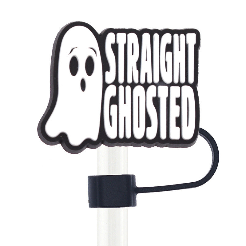 Wholesale 50pcs 10mm Straw Cover Cartoon Cute Ghost Silicone Straw Caps for Cup Decoration Straw Tube Cap ACC-SCR-SSL003