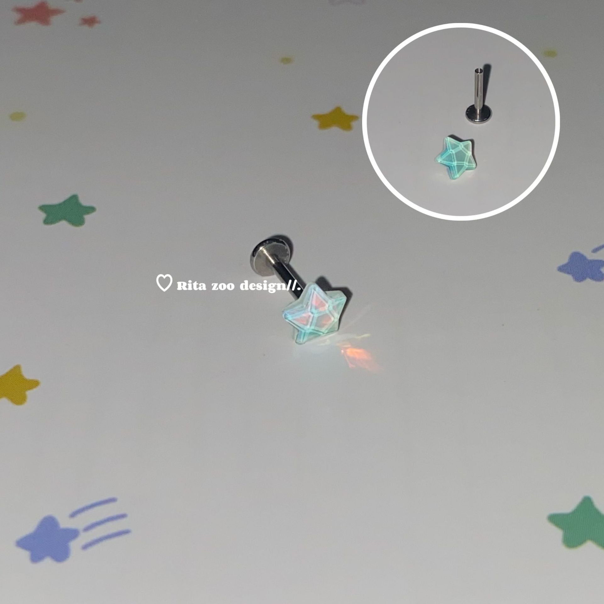 Wholesale Titanium Steel  Green  Star Zircon Earrings