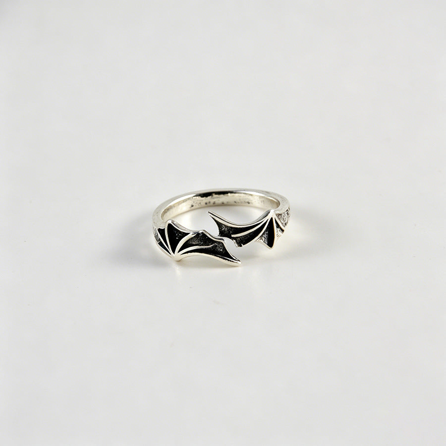 Wholesale Retro Gothic Bat Wing Ring Antique Silver Zinc Alloy Unisex Jewelry Gift