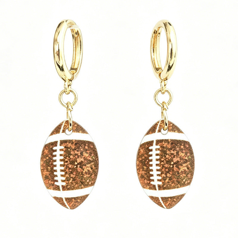Wholesale Cute Football Earrings Shiny Acrylic Pendant Jewelry Fashion Accessory Gift For Boutique Resale