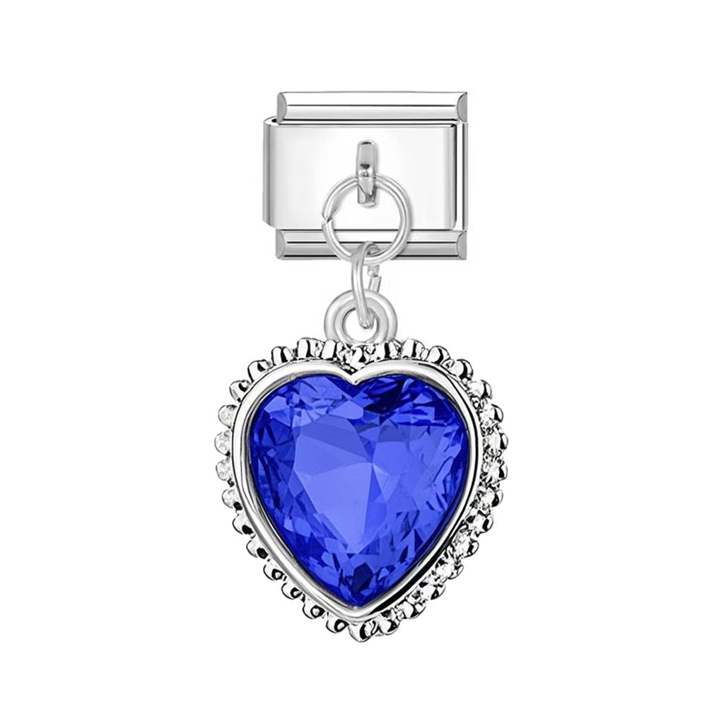 Wholesale Italian Charm Bracelet 9mm DIY Colorful Heart-Shaped   Creative Stainless Steel Composable Bracelet