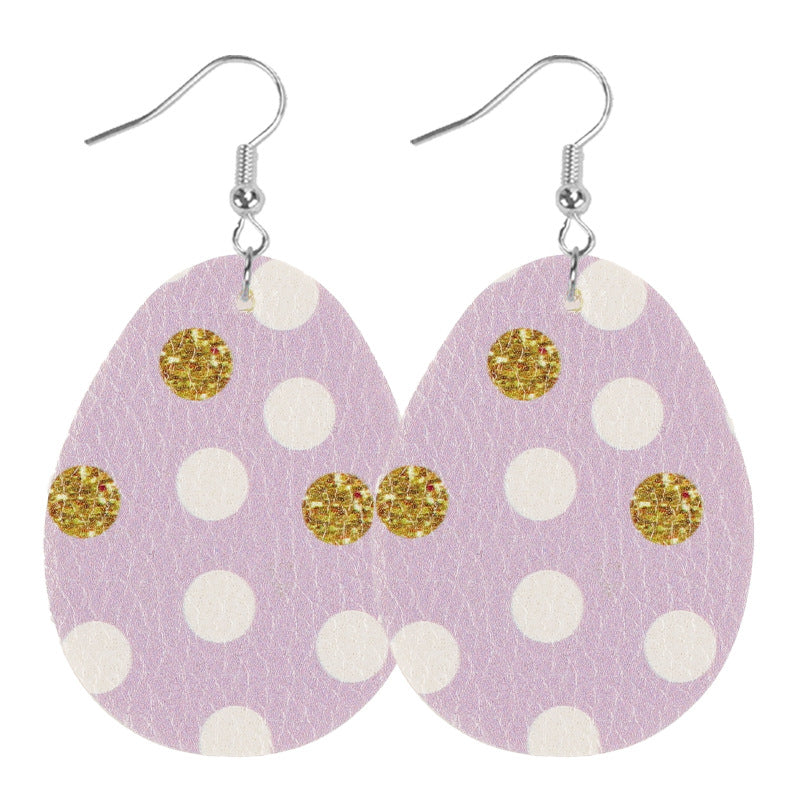 Wholesale  Easter Egg Rabbit Carrot Cute Cartoon Print Women's Leather Earrings