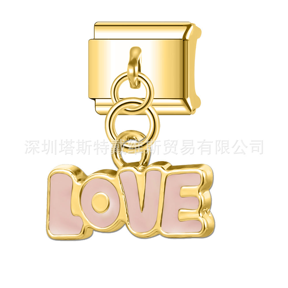 Wholesale 9mm Italian Charm Starter Bracelets DIY square Single Section Creative Stainless Steel Composable Bracelet