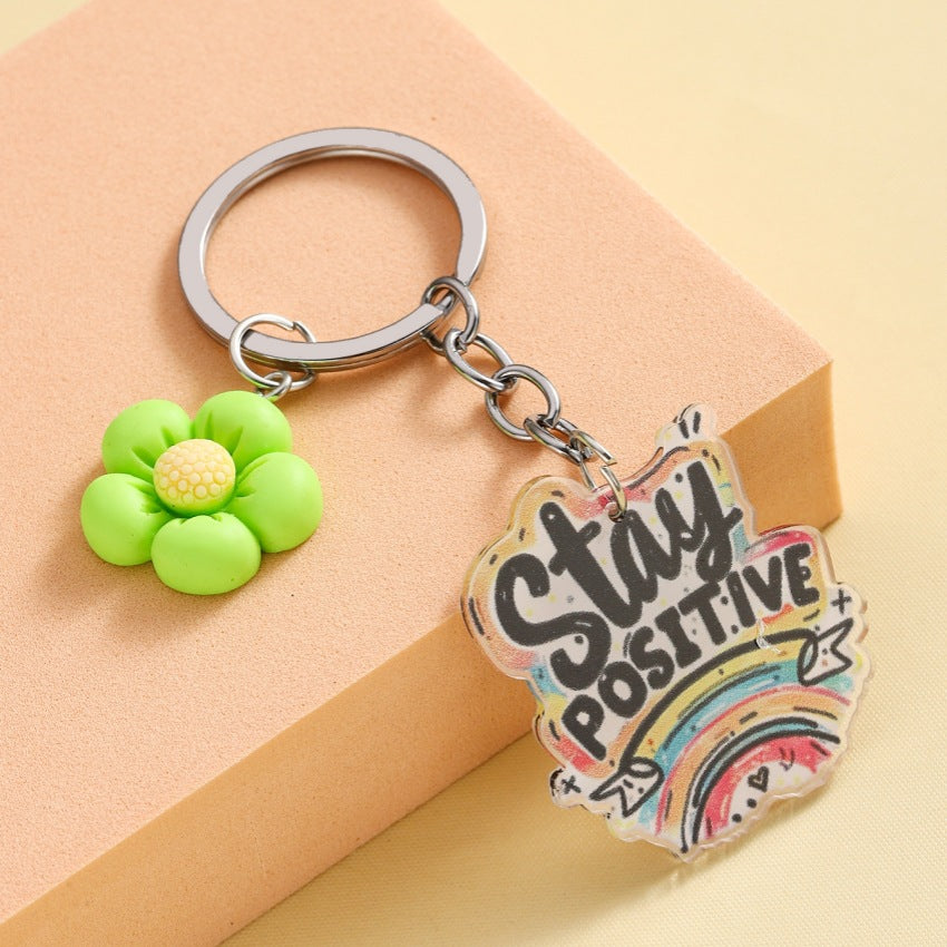 Wholesale Acrylic Inspirational Slogan Flower Keychain ACC-KC-RongR088