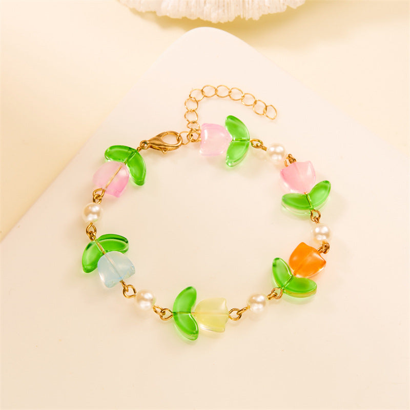 Wholesale Translucent Dopamine Color Tulip Pearl Bracelet ACC-BT-Gangm013