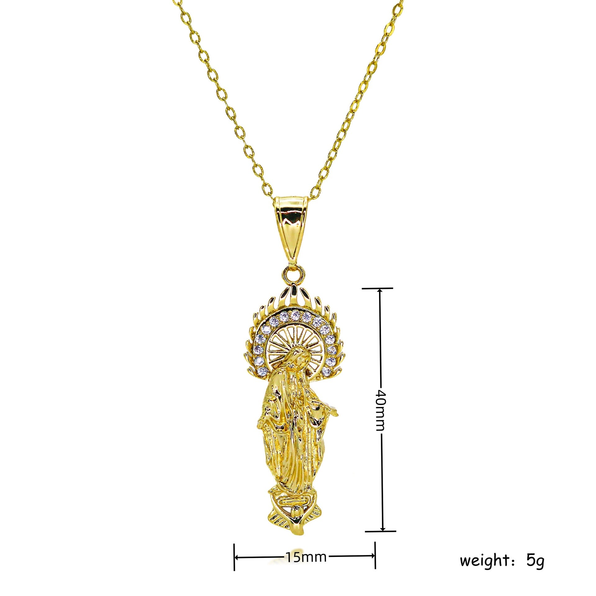Wholesale religious personality statue clavicle chain zircon virgin pendant necklace