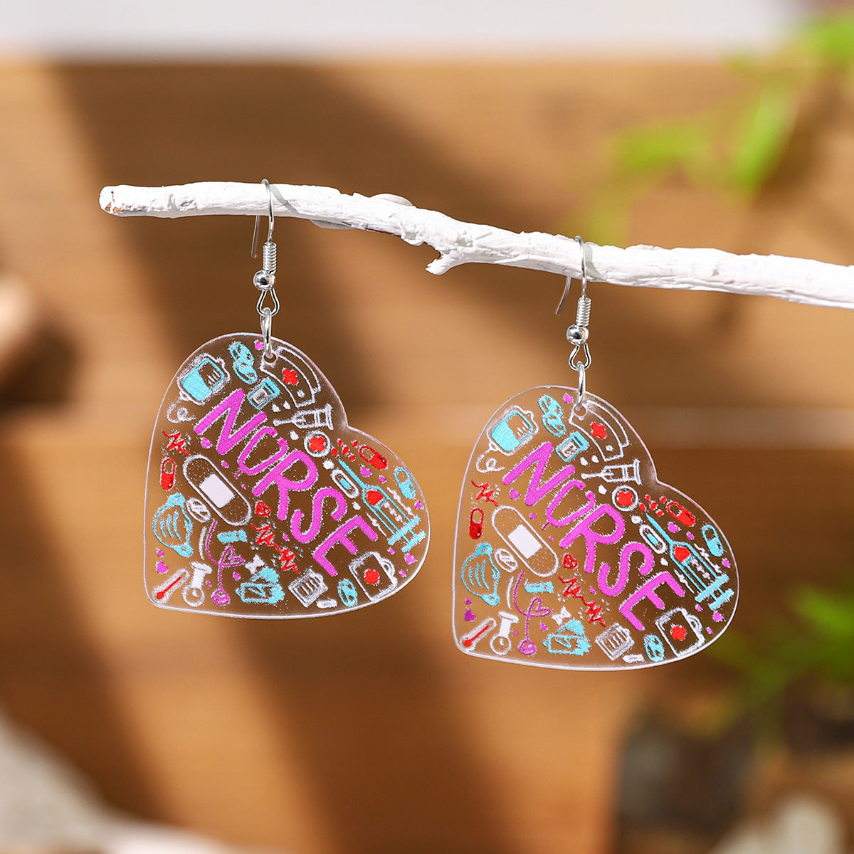 Wholesale Nurses' Festival Series Acrylic Heart Earrings