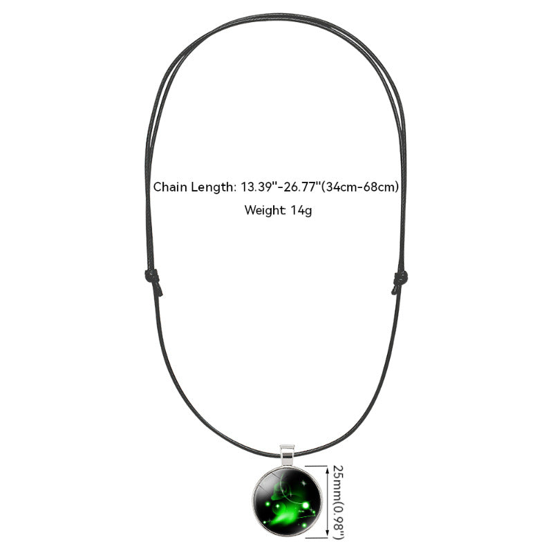 Wholesale  accessories classic twelve constellation Time gem round pendant necklace