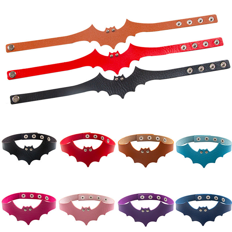 Wholesale Punk Devil  Leather Collar  Necklace