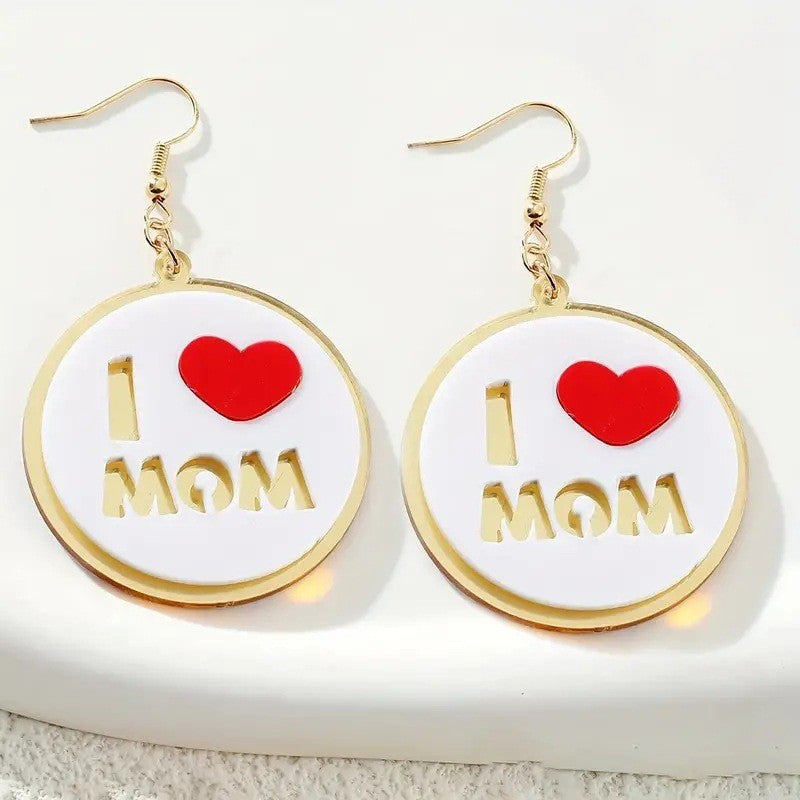 Wholesale Mother's Day Father's Day Round Pendant Elegant Simple Acrylic Earrings ACC-ES-AnDao005