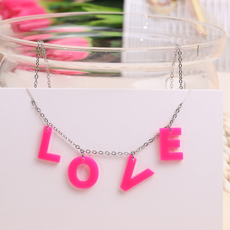Wholesale stainless steel LOVE Valentine's Day English letter women's pendant necklace