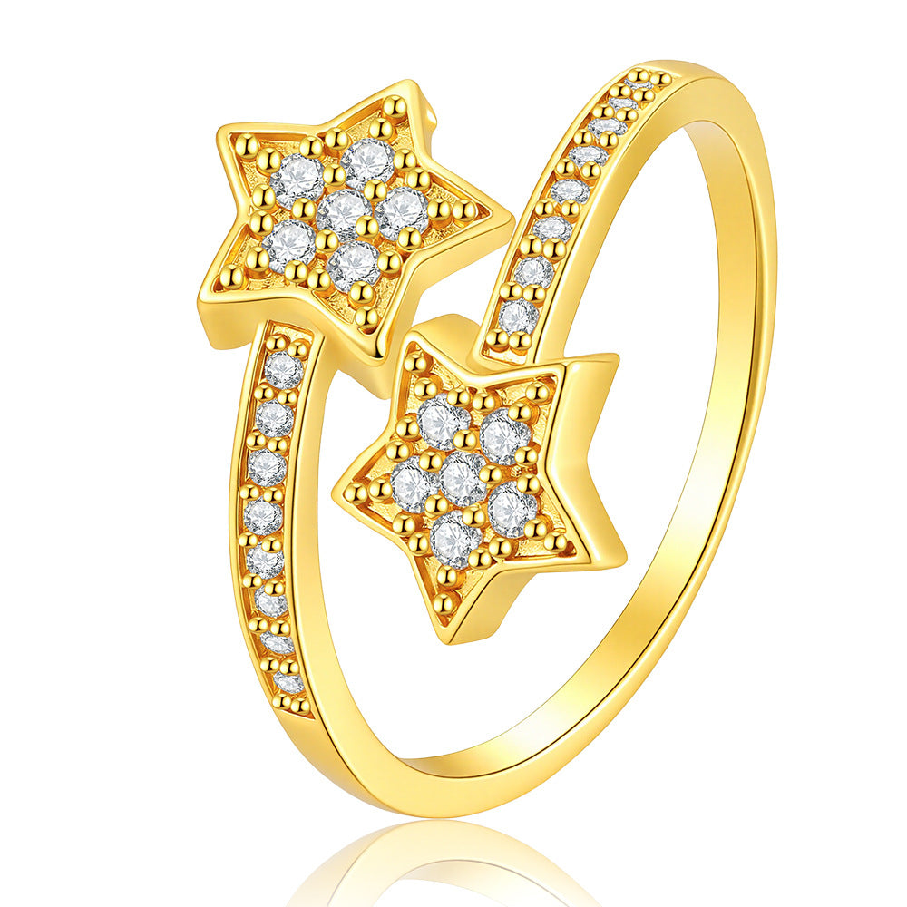 Wholesale Zircon Star Ring Gold Daily Commute Fashion Jewelry Boutique Gift