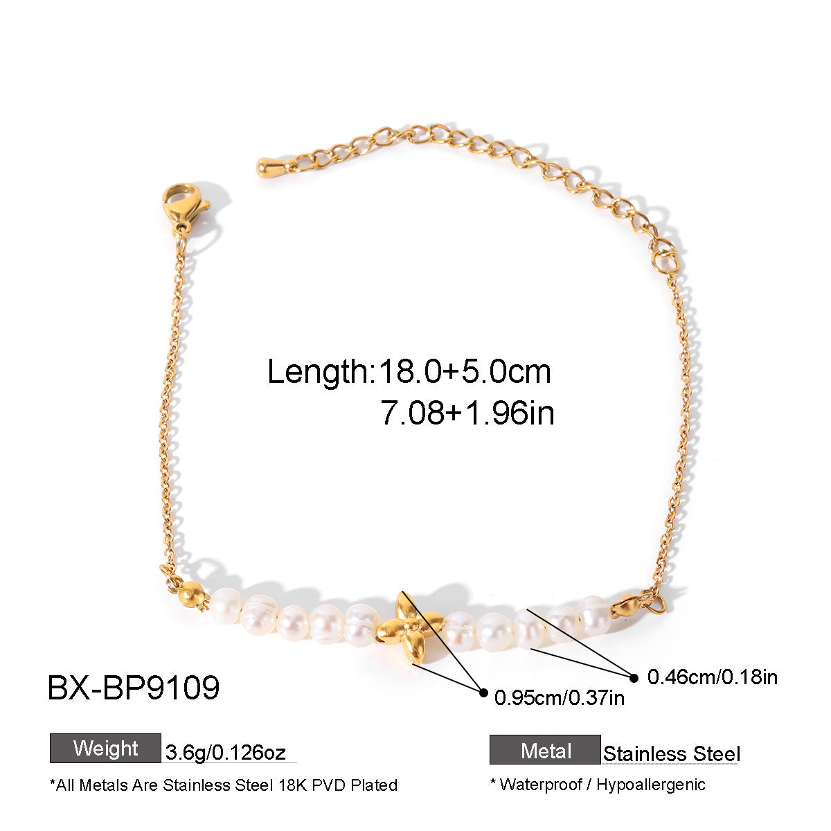 Wholesale Light Luxury Four Leaf Flower Freshwater Pearl Stainless Steel Bracelet Jewelry Accessory