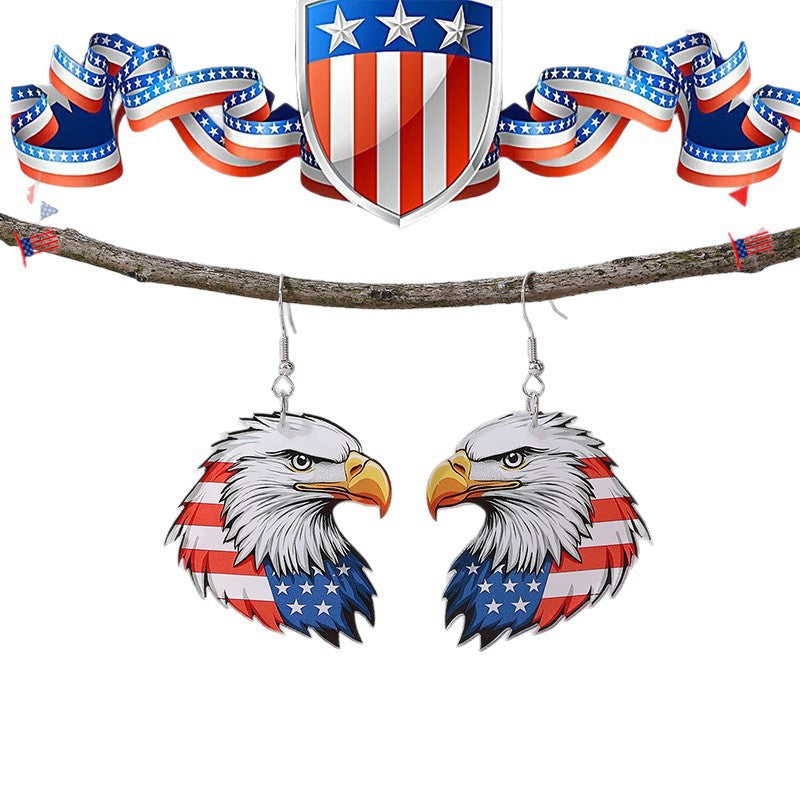 Wholesale  American Flag Independence Day Red and White Animal Earrings