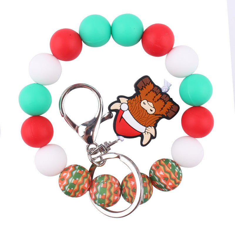 Wholesale Christmas Silicone Beads Wristlet Keychains ACC-KC-GuangTian090
