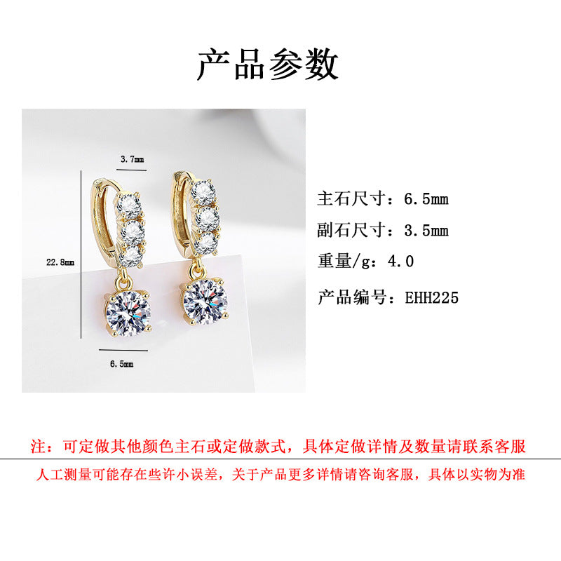 Wholesale Moissanite Six Claw Tassel Ear Buckle  Earrings