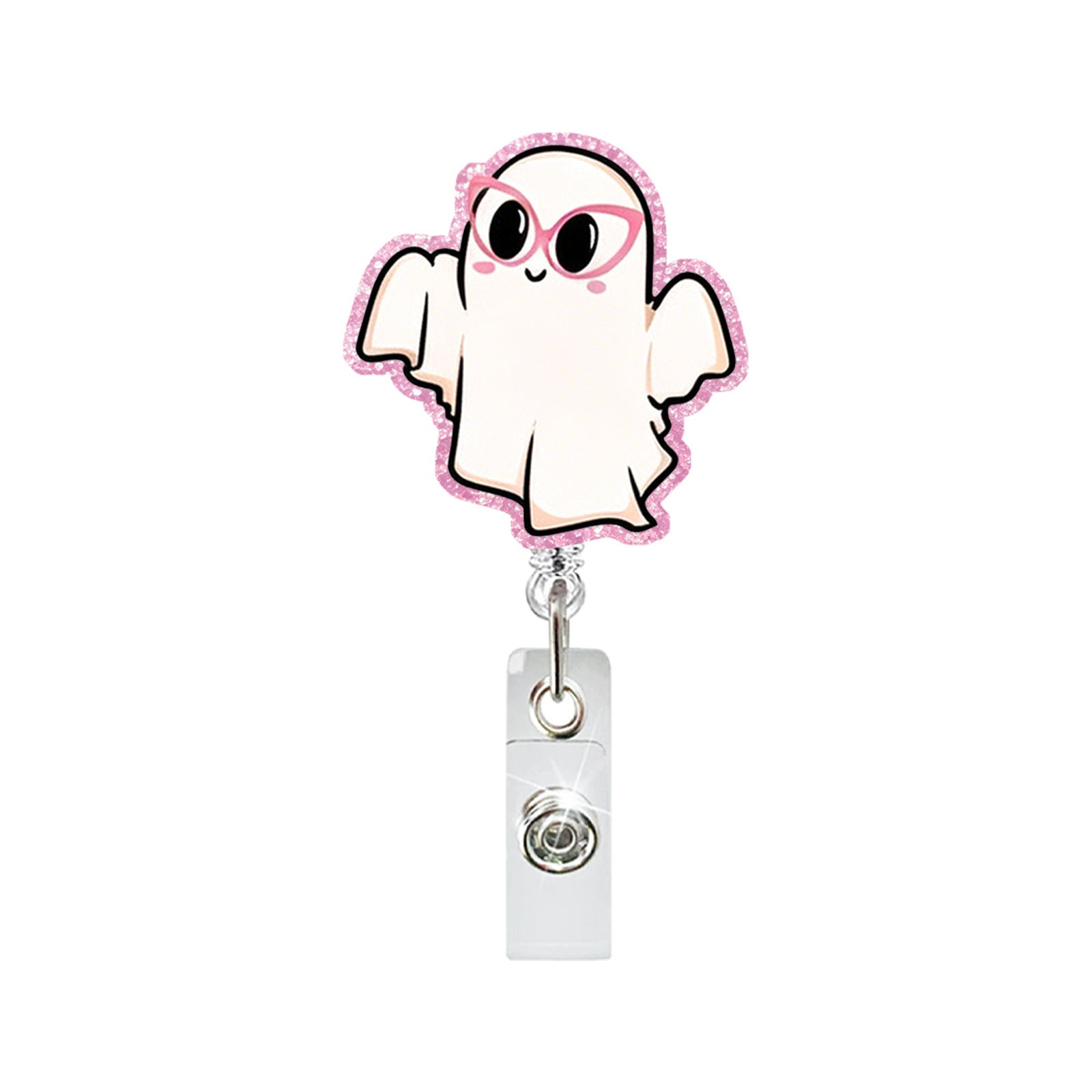 Wholesale Trendy Acrylic Ghost Badge Clip,  Easy-to-Rotate Design for ID Cards and Keychains