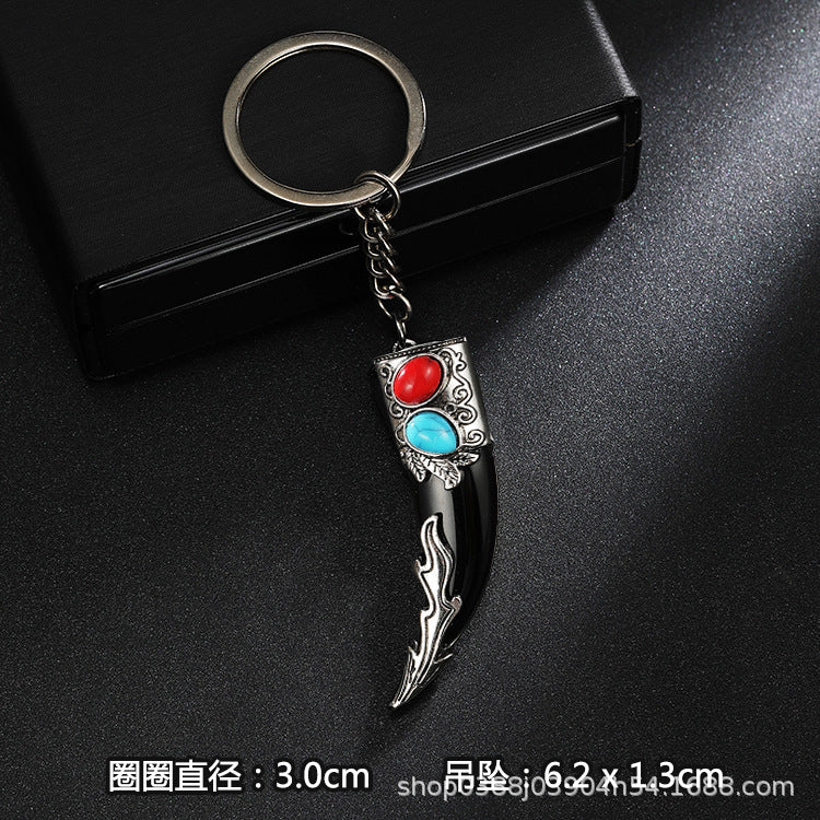 Wholesale Stainless steel spike cross eagle keychain  metal pendant