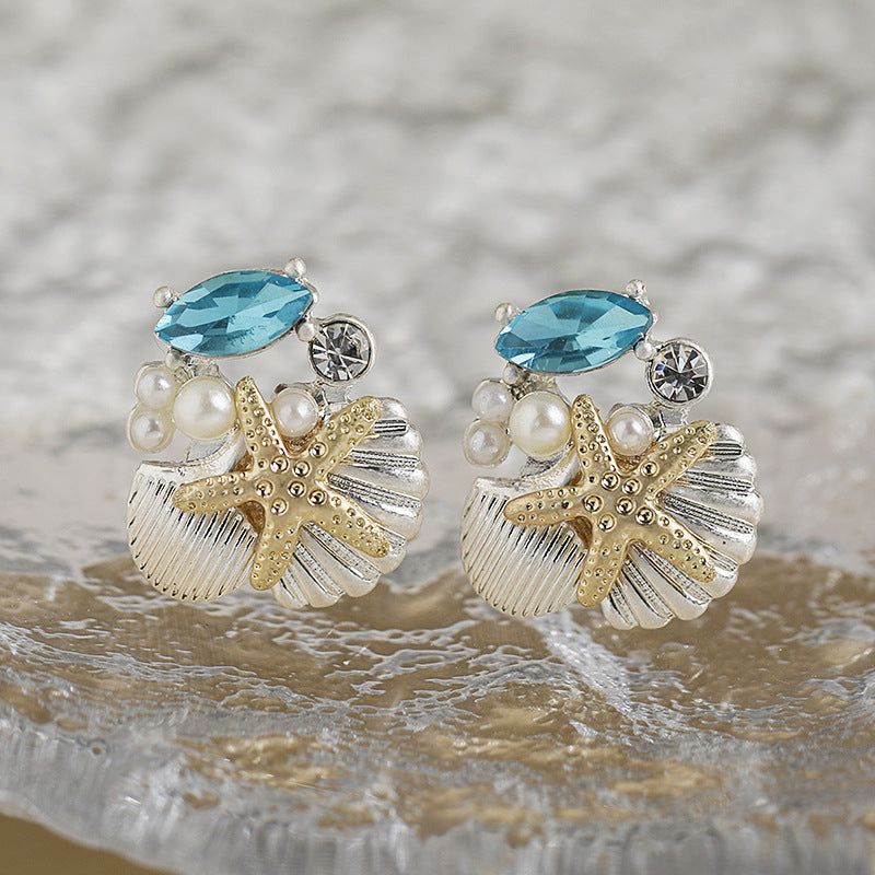 Wholesale Glass Gem Starfish Earrings