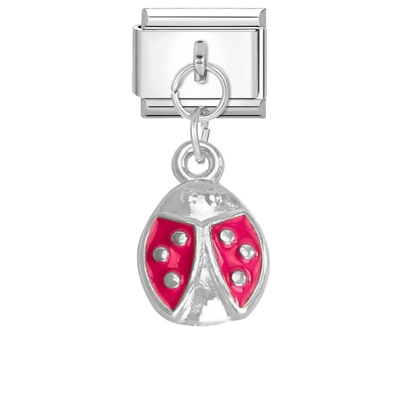 Wholesale  Italian Charm Bracelet 9mm DIY Pink Pendant Creative Stainless Steel Composable Bracelet