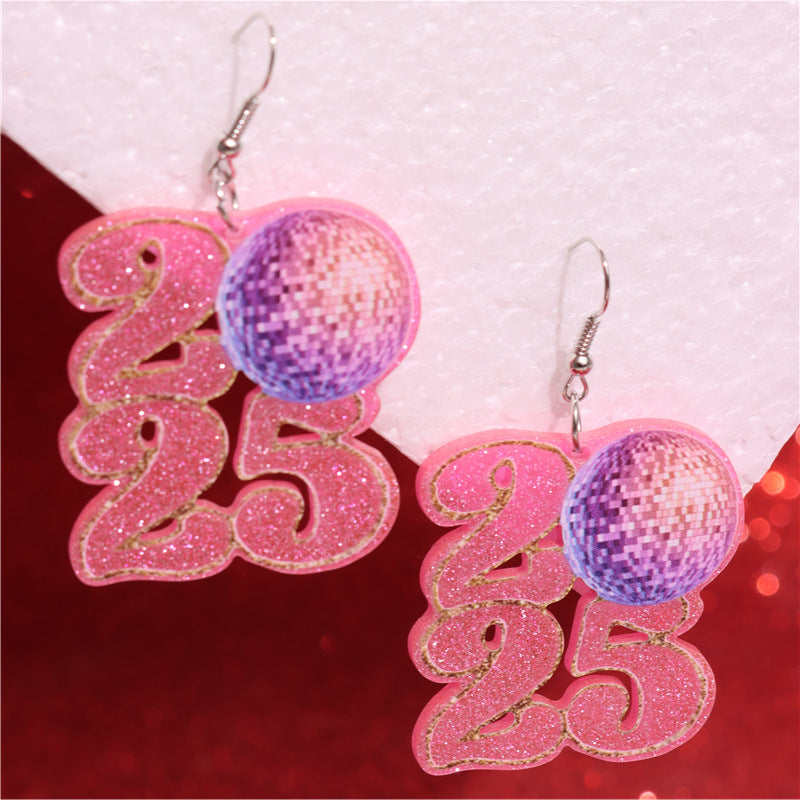 Wholesale 2025 Digital Earrings Acrylic Star Earrings