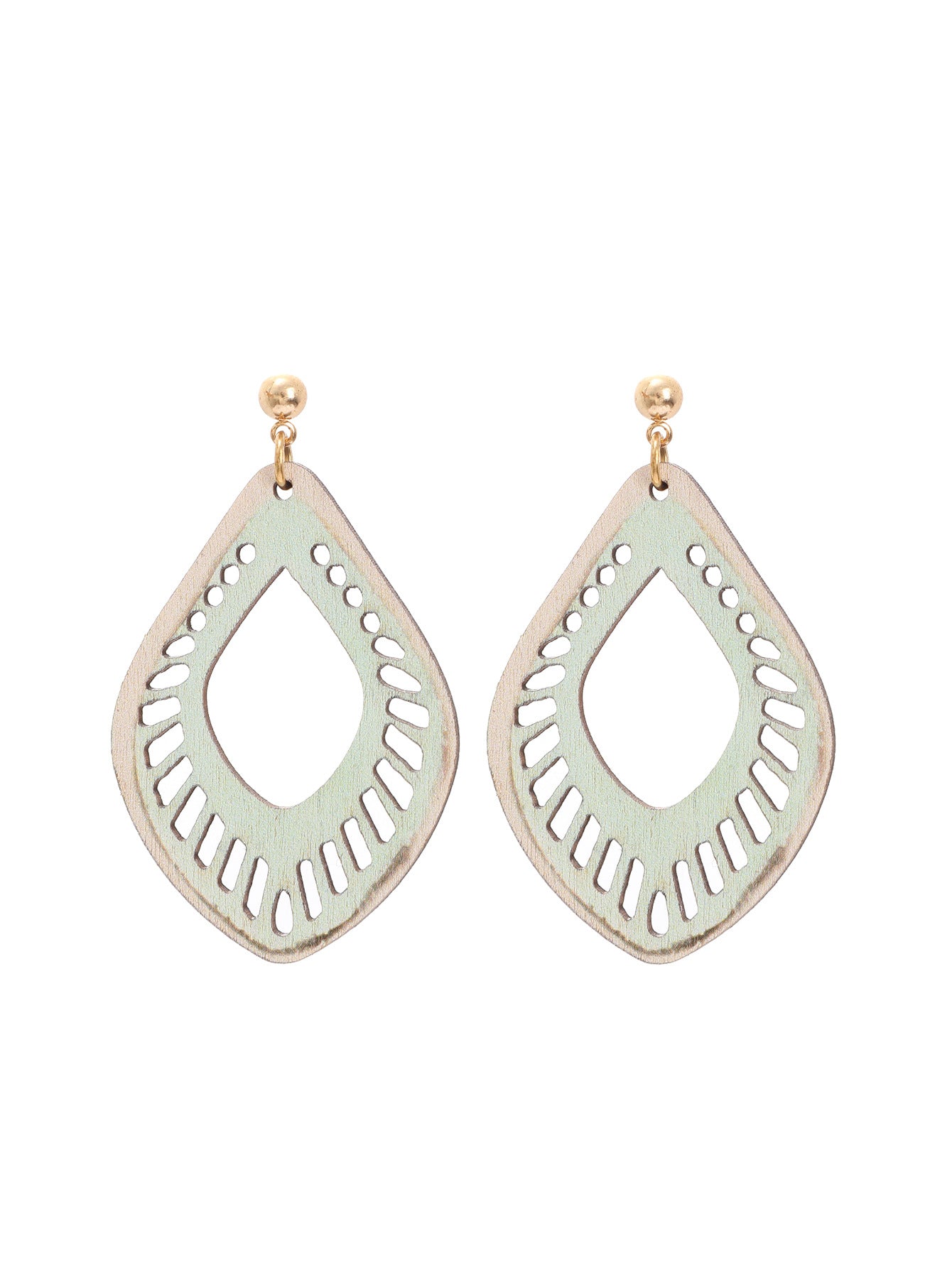 Wholesale  Retro Bohemian Style Pattern Leaves Wooden Earrings