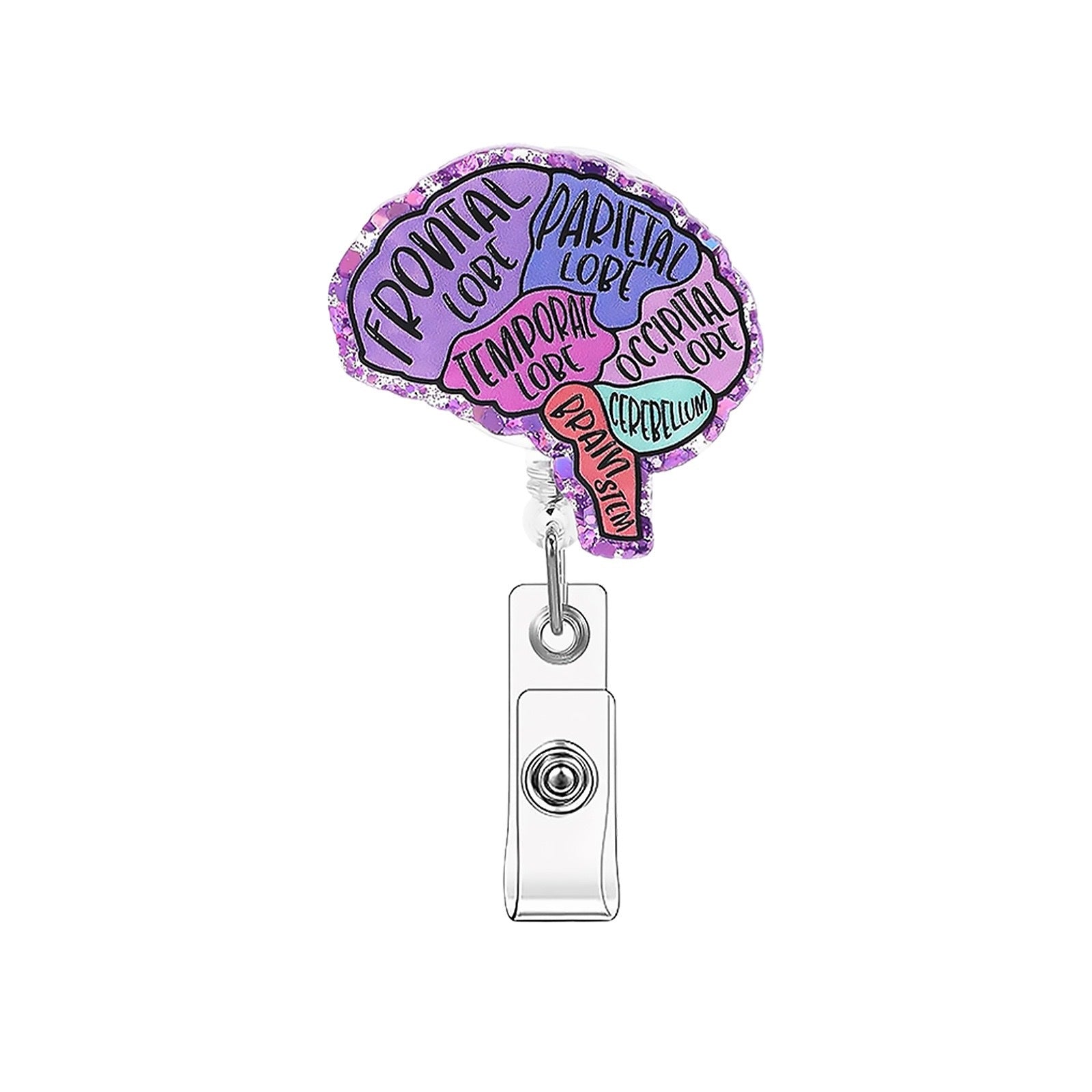Wholesale Glitter Organ Brain Badge Reels Keychains