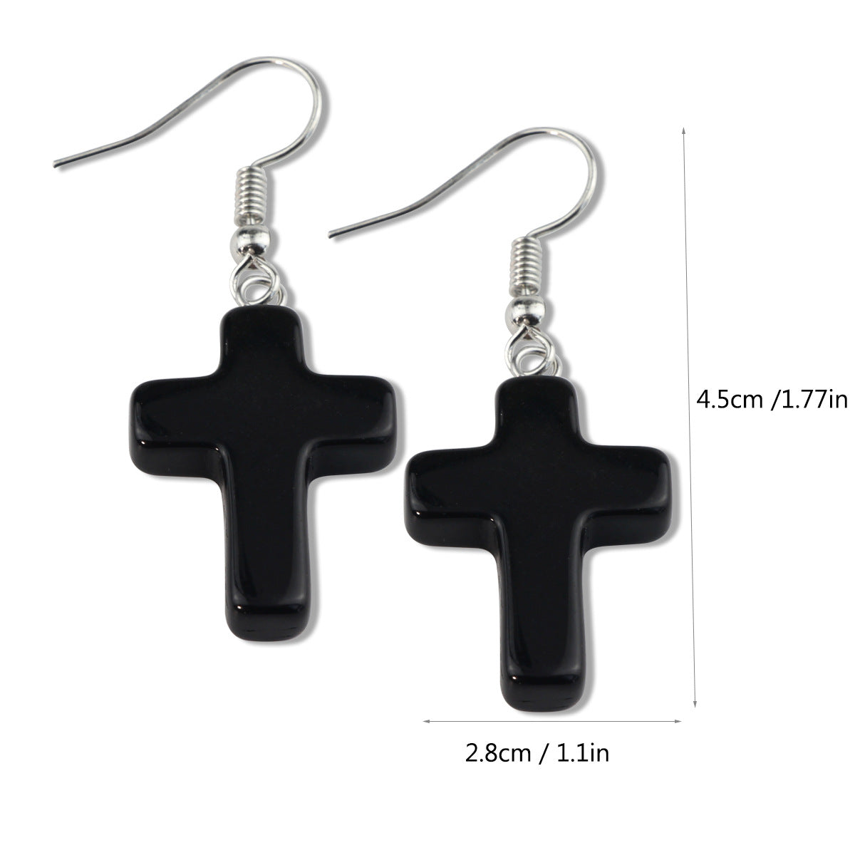 Wholesale Green Aventurine Cross Pendant Earrings Retro Style Handmade Fashion Accessory for Women Gift