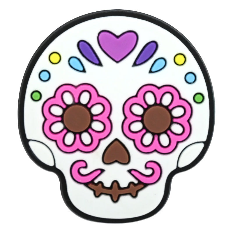 Wholesale Random 100pcs Day of the Dead  PVC Soft Rubber Shoe Buckle Decoration
