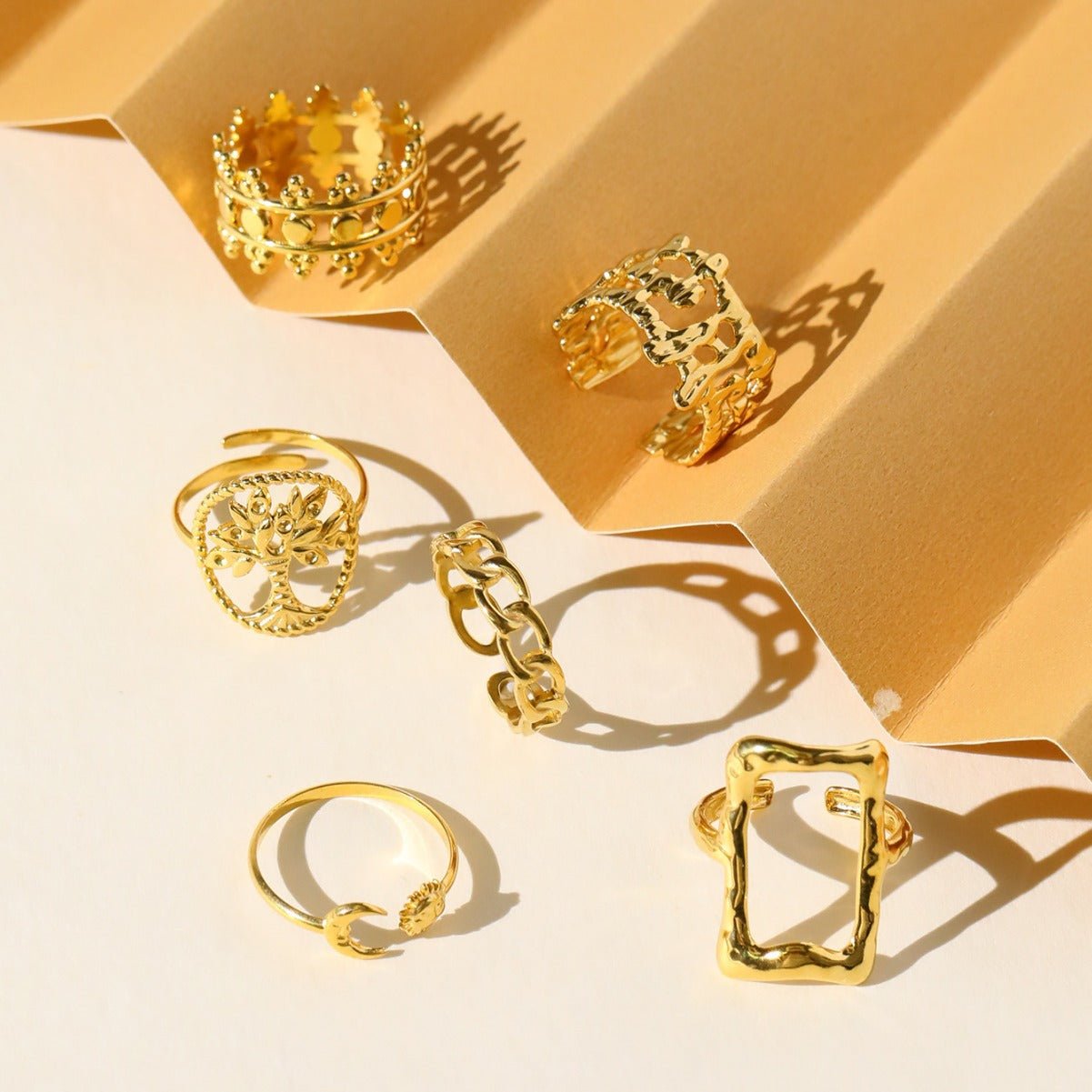 Wholesale Vintage Stainless Steel Ring 18k Gold Plated Tree of Life Rings ACC-RS-MuC017