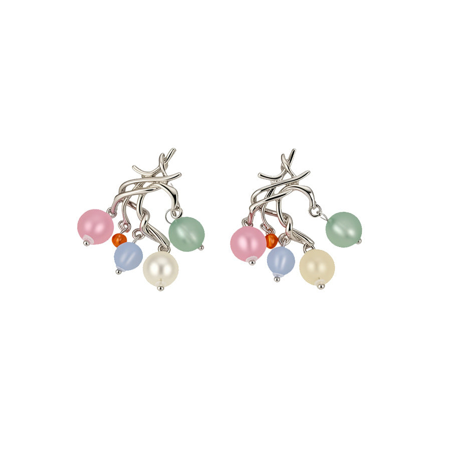 Wholesale Korean style dopamine-infused glass sweet tassel earrings