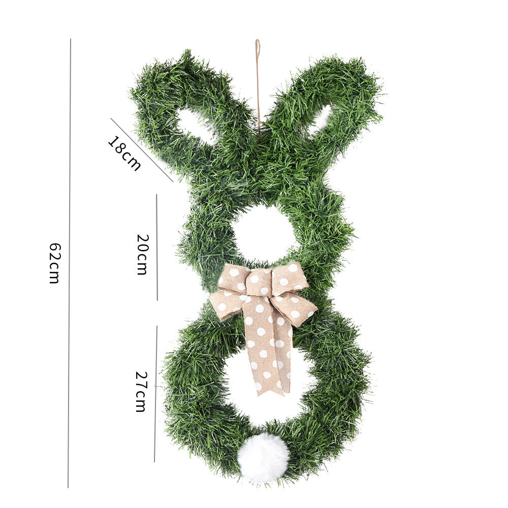 Wholesale  Easter Bunny Pendant Home Decorative Wall Hanging Door Hanging Folding Bunny Wreath Decoration