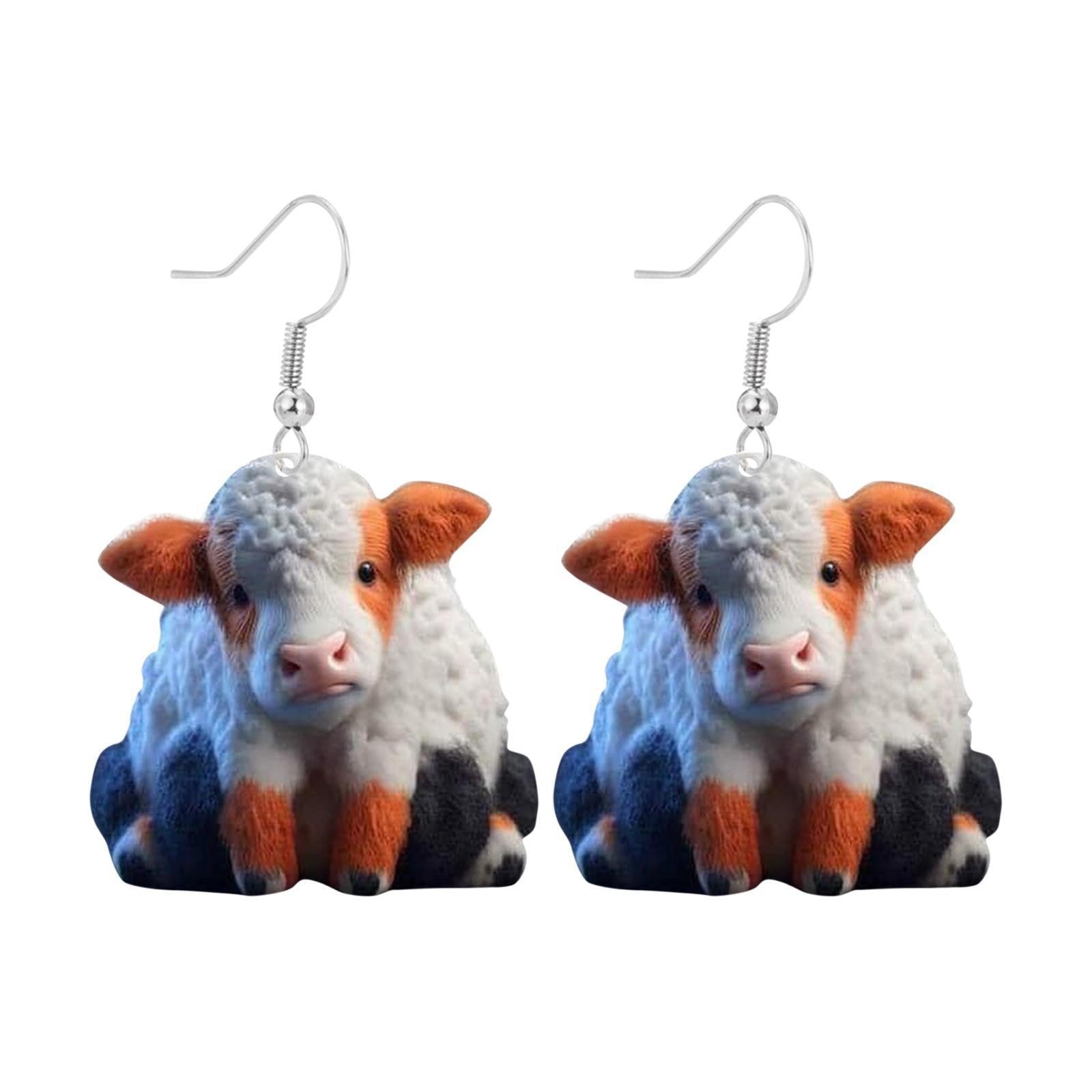 Wholesale Cartoon Colorful Cow Flat Acrylic Earrings ACC-ES-YuanJi001