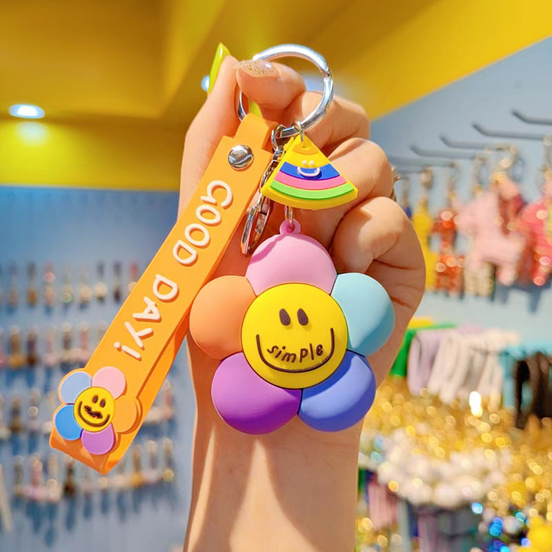 Wholesale Cartoon sunflower soft rubber doll keychain