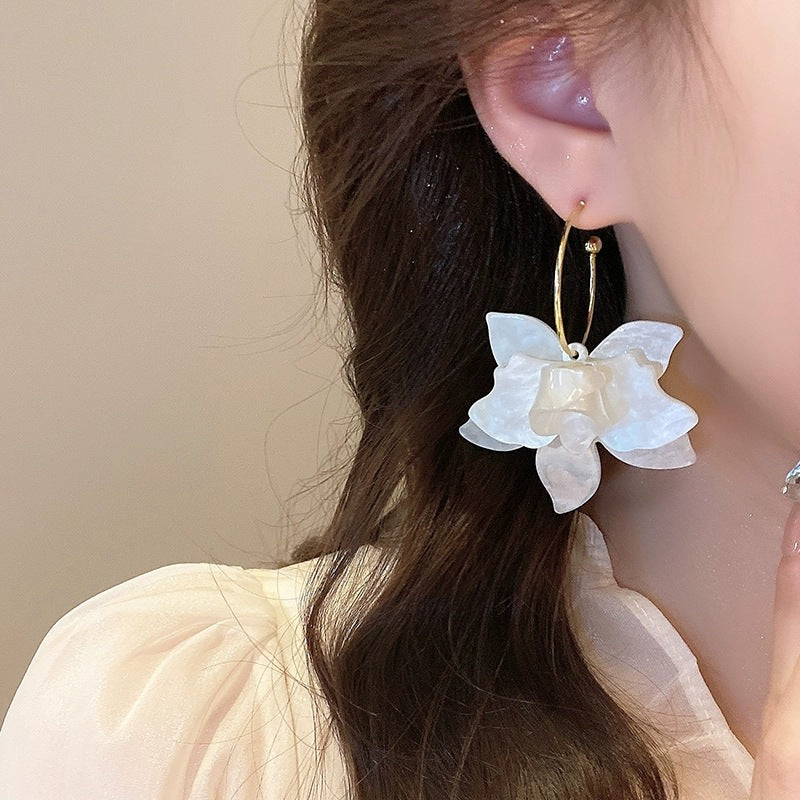 Wholesale Korean Style Fairy Floral Earrings,  Plastic Resin Electroplated,  Fashion Accessory Jewelry