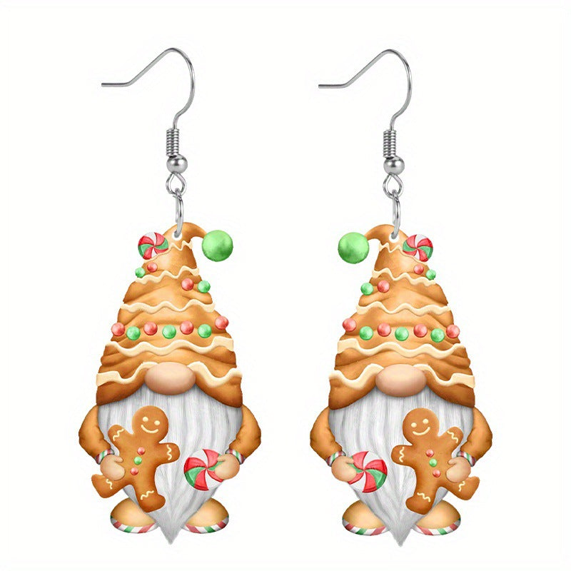 Wholesale Christmas Gingerbread Man Candy Cookie Acrylic Pendant Earrings