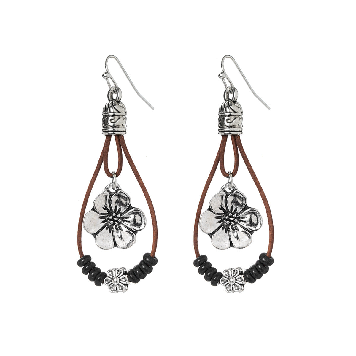 Wholesale Western style retro ethnic style alloy flower pendant  earrings