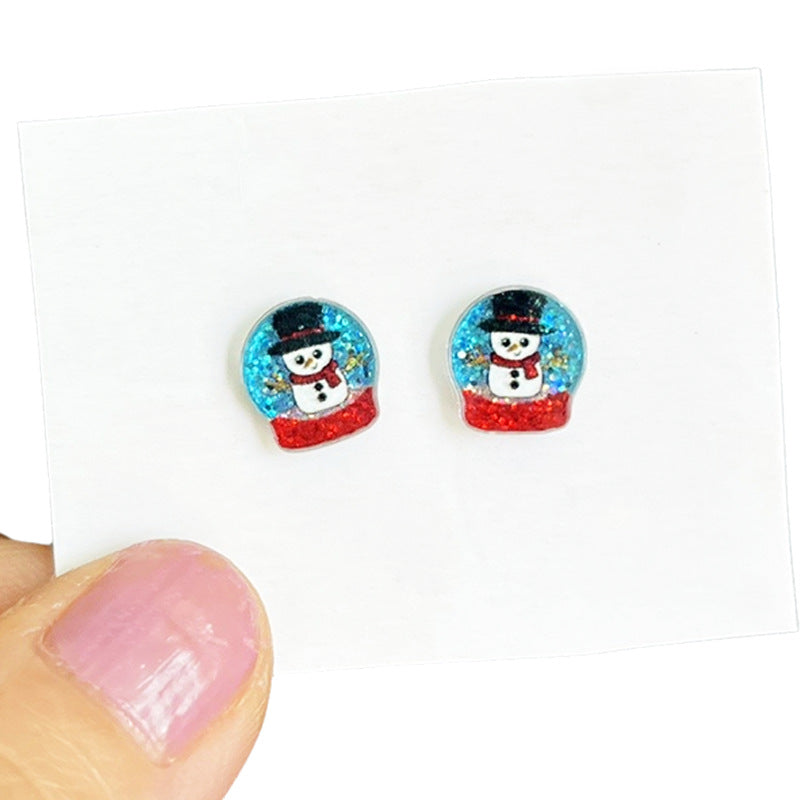 Wholesale 2 pairs/ pack Christmas tree bow gingerbread shiny earrings