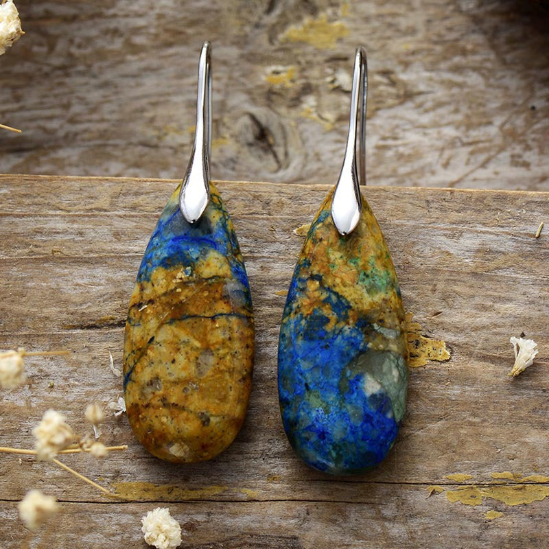Wholesale Bohemian Imperial Stone Natural Stone Water Drop Pendant Earrings ACC-ES-LZ002